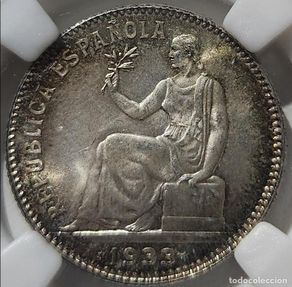 Monedas República: España. 1 Peseta II República 1933*34 NN-MS 65+ Plata Lote 687